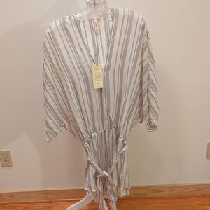 Elan Striped Jumpsuit in Gray and White